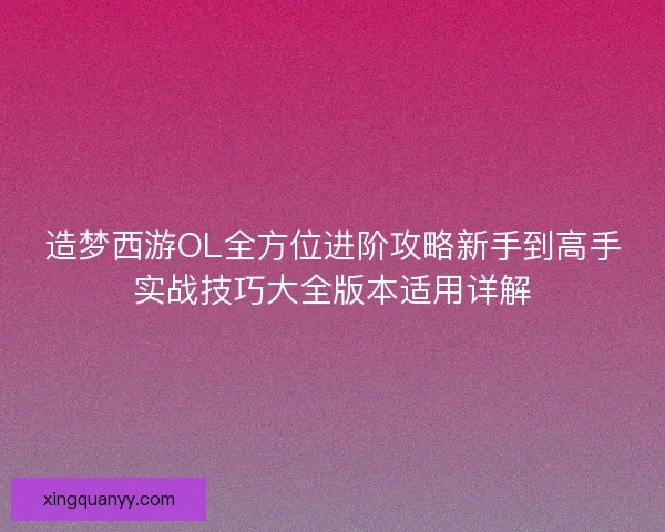 造梦西游OL全方位进阶攻略新手到高手实战技巧大全版本适用详解